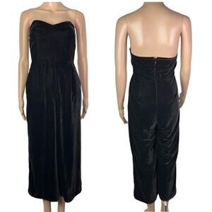 J. Crew Women's Black Velour Velvet Cropped Strapless Jumpsuit